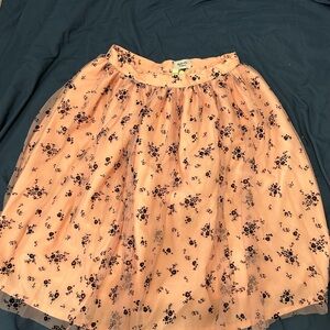 Magnolia Peach Floral A-Line Skirt